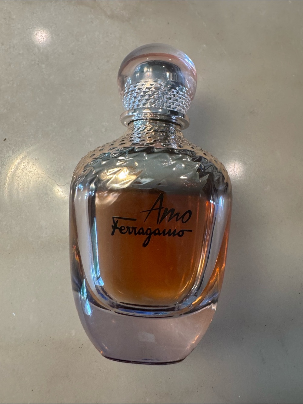 Salvatore Ferragamo Amo Clear Glass Bottle with Amber Liquid